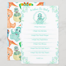 Lámina Blue Dinosaur Juego De Baby Shower Desea Un Bebé