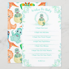 Lámina Blue Dinosaur Juego De Baby Shower Desea Un Bebé