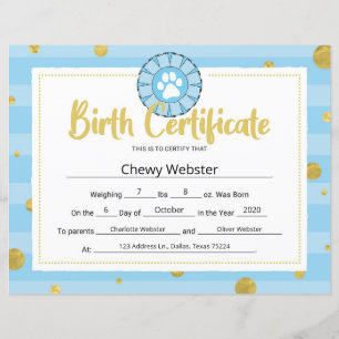 Lámina Blue Dog Paw Clip Art Puppy Certificado de nacimie