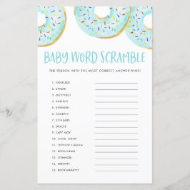 Lámina Blue Donuts Baby Word Scramble Juego de Baby Showe
