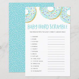 Lámina Blue Donuts Baby Word Scramble Juego de Baby Showe