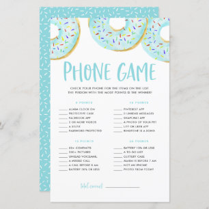 Lámina Blue Donuts What's On Your Phone Baby Shower Game