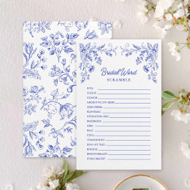 Lámina Blue Floral Bridal Shower Word Game