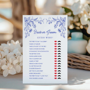 Lámina Blue Floral Bride o Groom Bridal Shower Game