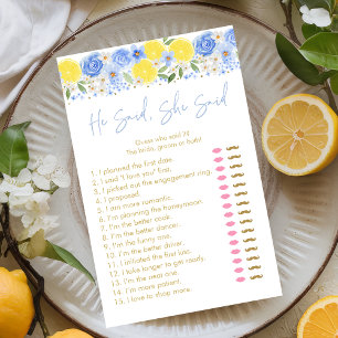 Lámina Blue Floral Lemon Dijo Que Dijo Que Era Un Juego D
