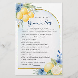 Lámina Blue Floral Lemon Main Squeeze Lo Que Groom Dice