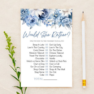 Lámina Blue Floral Prefiere Un Juego De Baby Shower