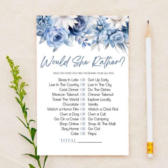 Lámina Blue Floral Prefiere Un Juego De Baby Shower (Subido por el creador)