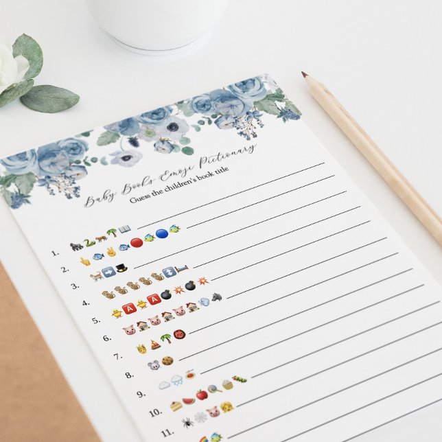 Lámina Blue Floral Tea Time Baby Books Juego de Emoji (Subido por el creador)