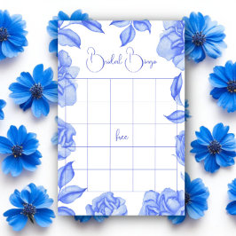 Lámina Blue Flowers Bridal shower bingo game