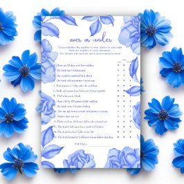 Lámina Blue Flowers Bridal shower Over or under game