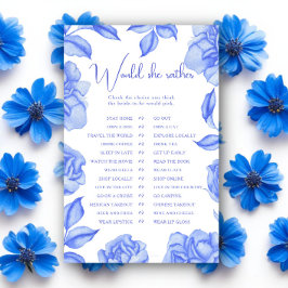 Lámina Blue Flowers Bridal shower Would she rather