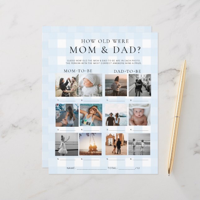 Lámina Blue Gingham Cómo De Vieja Era El Juego De Fotogra (Anverso/Reverso In Situ)