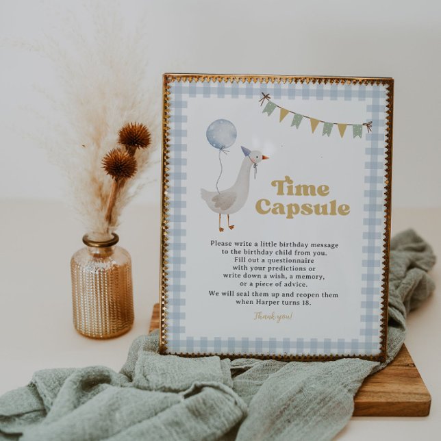 Lámina Blue Gingham One Silly Goose Time Capsule Rótulo (Subido por el creador)