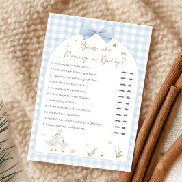 Lámina Blue Gingham Silly Goose Baby Shower Guess Game
