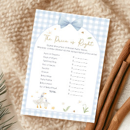 Lámina Blue Gingham Silly Goose Baby Shower Price Game