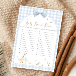 Lámina Blue Gingham Silly Goose Shower Name Race Game