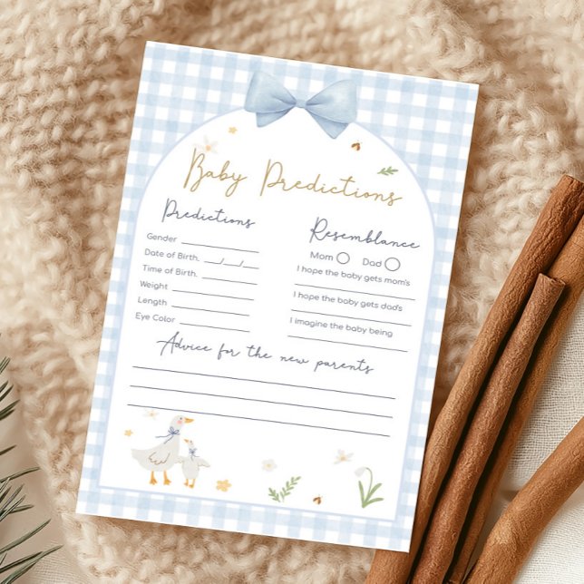 Lámina Blue Gingham Silly Goose Shower Predictions Game (silly Goose Baby Shower Game)