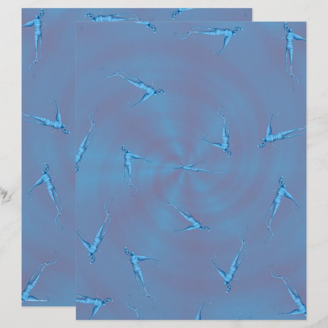 Lámina Blue Ginseng Man Scrapbook Paper 2-Sided Page (Anverso / Reverso)