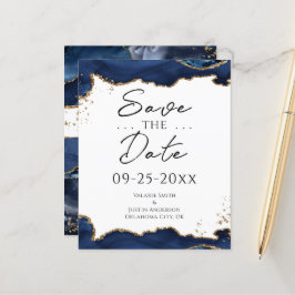 Lámina Blue Gold Glitter Agate Save the Date