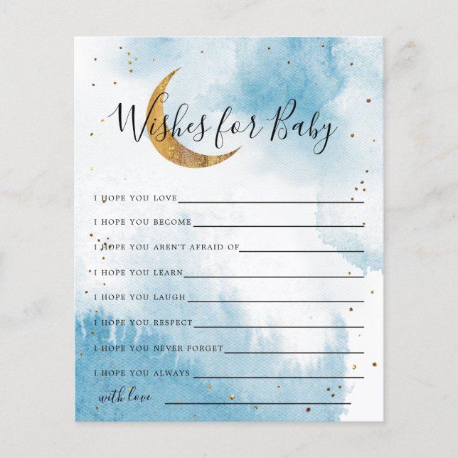 Lámina Blue Gold Moon y Stars Wiers for Baby Card (Anverso)