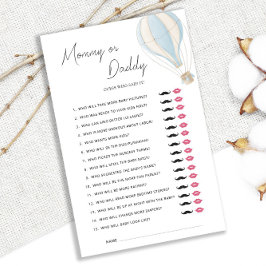 Lámina Blue Hot Air Balloon Baby Shower Mommy or Daddy