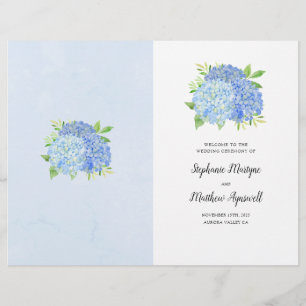 Lámina Blue Hydrangea Bouquet Boda Orden de servicio