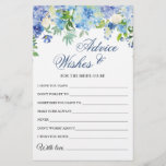 Lámina Blue Hydrangea Bridal Shower Wiers & Advance Card<br><div class="desc">Blue Hydrangea Wishes & Advice Card. Personalice con la novia el nombre y la fecha de la ducha. Para una mayor personalización,  haga clic en el enlace "personalizar adicional". Si necesitas ayuda,  ponte en contacto conmigo,  por favor.</div>