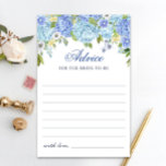 Lámina Blue Hydrangea Greenery Wiers & Advice Card<br><div class="desc">Disfruta de tu ducha de novia con estos divertidos juegos. Personalice con la novia el nombre y la fecha de la ducha. Para una mayor personalización,  haga clic en el enlace "personalizar adicional". Si necesitas ayuda,  ponte en contacto conmigo,  por favor.</div>
