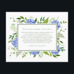Lámina Blue Hydrangeas 80th Birthday Card Request<br><div class="desc">Esta tarjeta de inscripción de 4.5" x 5.6" elegante, moderna, muy moda acuarela Pink Hydrangeas 80th Birthday Card es perfecta para no pedir regalos, pero en su lugar es una encantadora tarjeta de cumpleaños con un recuerdo preciado con el Chica de cumpleaños escrito dentro. Es impresionante, con hortensias rosadas de...</div>