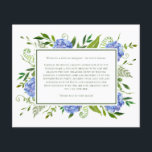 Lámina Blue Hydrangeas 80th Birthday Card Request<br><div class="desc">Esta tarjeta de inscripción de 4.5" x 5.6" elegante, moderna, muy moda acuarela Pink Hydrangeas 80th Birthday Card es perfecta para no pedir regalos, pero en su lugar es una encantadora tarjeta de cumpleaños con un recuerdo preciado con el Chica de cumpleaños escrito dentro. Es impresionante, con hortensias rosadas de...</div>