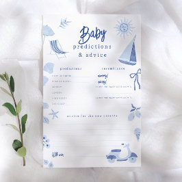 Lámina Blue Italian Summer Baby Predictions & Advice Game
