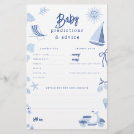 Lámina Blue Italian Summer Baby Predictions & Advice Game