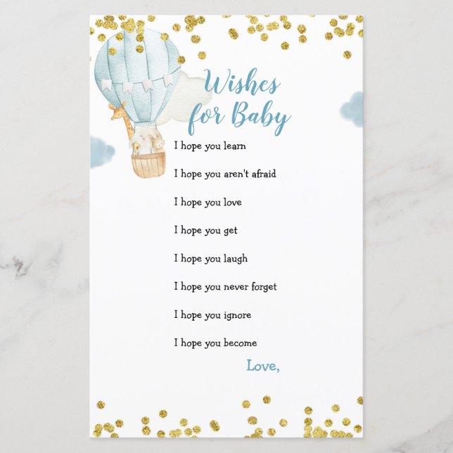 Lámina Blue Jungle Balloon Wiers for Baby Card (Anverso)