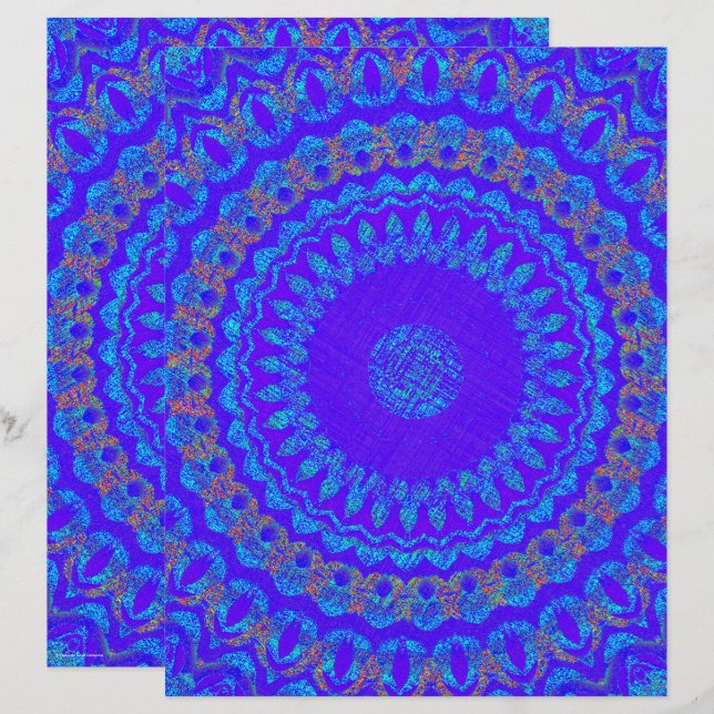 Lámina Blue Kaleidoscope Scrapbook Paper 2-Sided Page (Anverso / Reverso)