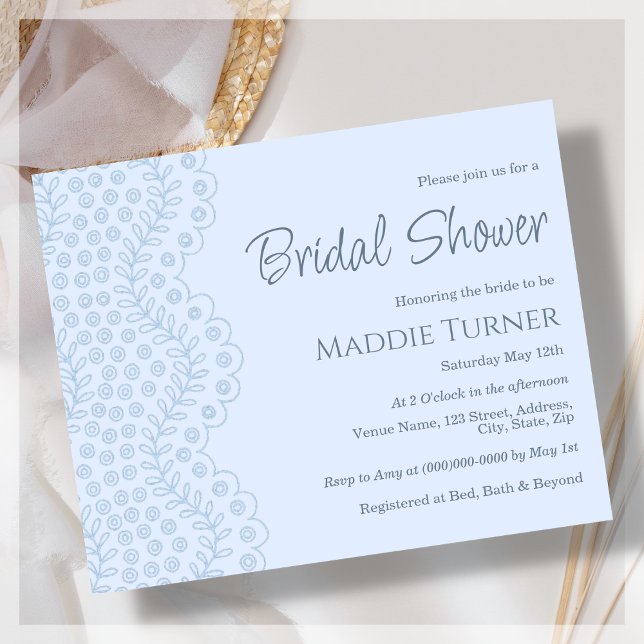 Lámina Blue Lace | Invitación a un presupuesto para ducha (Subido por el creador)