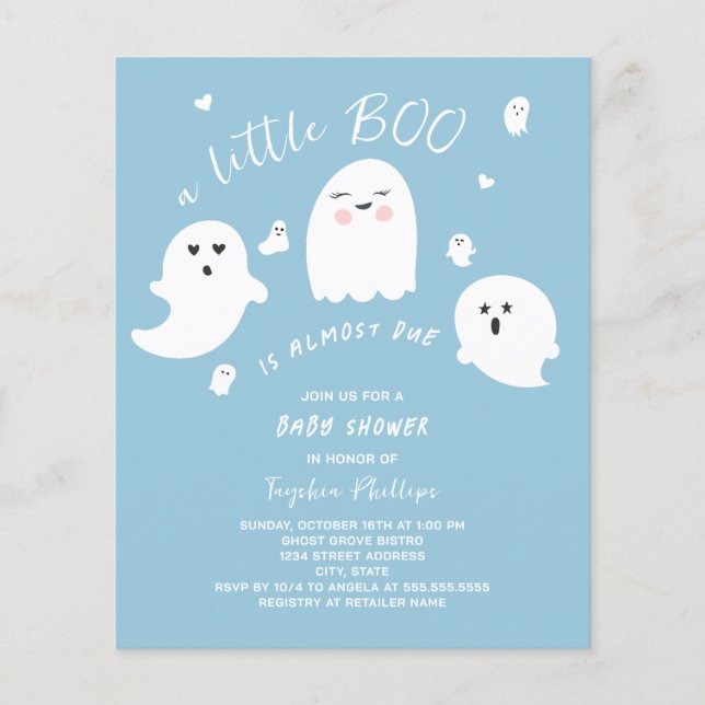 Lámina Blue Little Boo Budget Halloween Boy Baby Shower (Anverso)