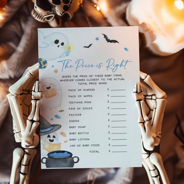 Lámina Blue Little Boo Halloween El precio es el juego co (Blue Little Boo Baby Shower The Price is Right Game)