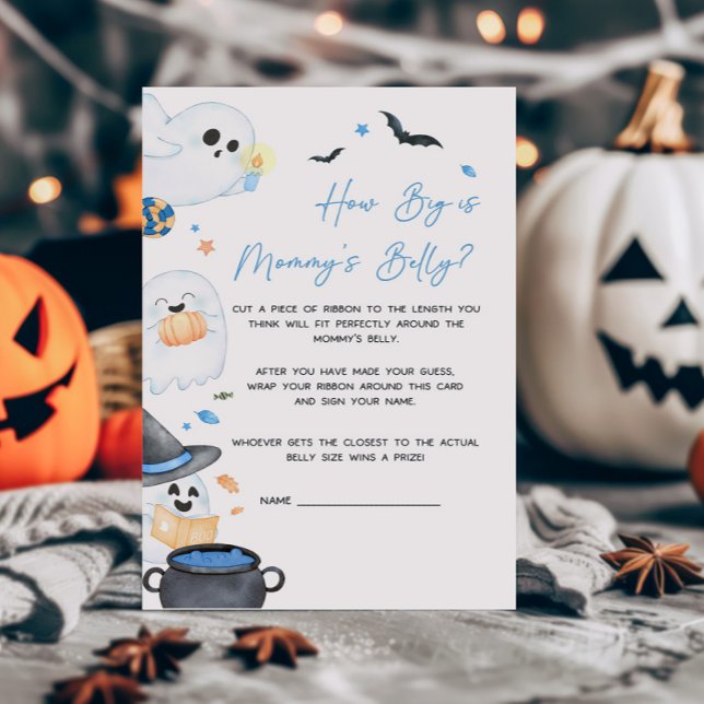 Lámina Blue Little Boo Qué grande es el juego de Belly de (Blue Little Boo Baby Shower How Big is Mommy's Belly Game)
