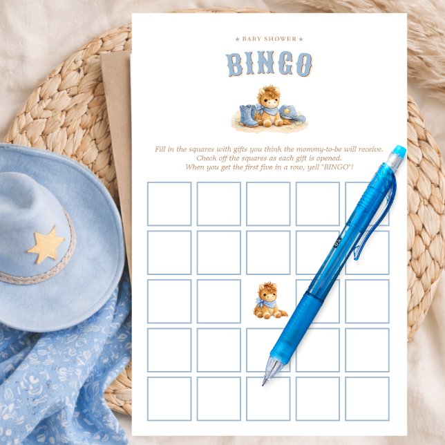 Lámina Blue Little Cowboy Baby Boy Shower Bingo Game (Subido por el creador)