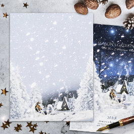 Lámina Blue Merle Collie & Lambs - Stationery Navidades
