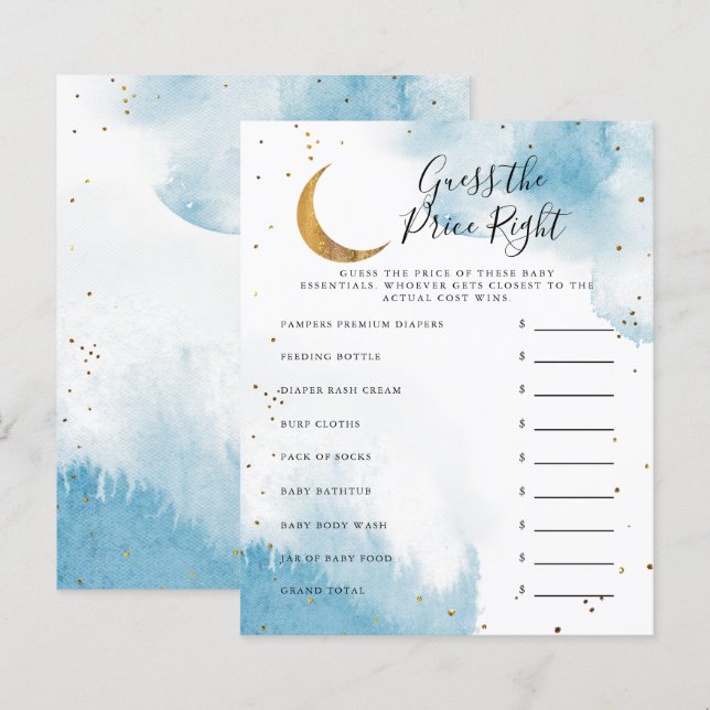 Lámina Blue Moon Adivinan El Juego De Baby Shower De Prec (Anverso / Reverso)