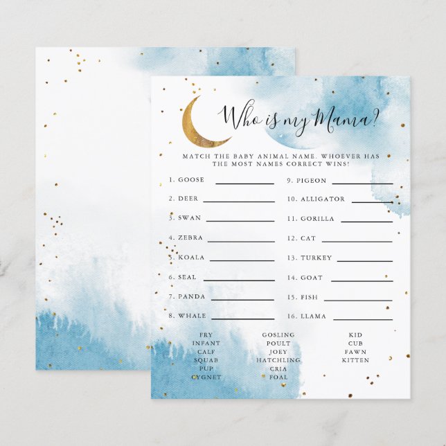 Lámina Blue Moon ¿Quién es mi mamá? (Anverso / Reverso)