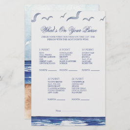 Lámina Blue Nautical Coastal Sea Whats on Your Purse Game