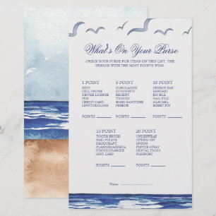 Lámina Blue Nautical Coastal Sea Whats on Your Purse Game