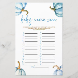 Lámina Blue Pumpkins Fall Name Race Baby Shower Game