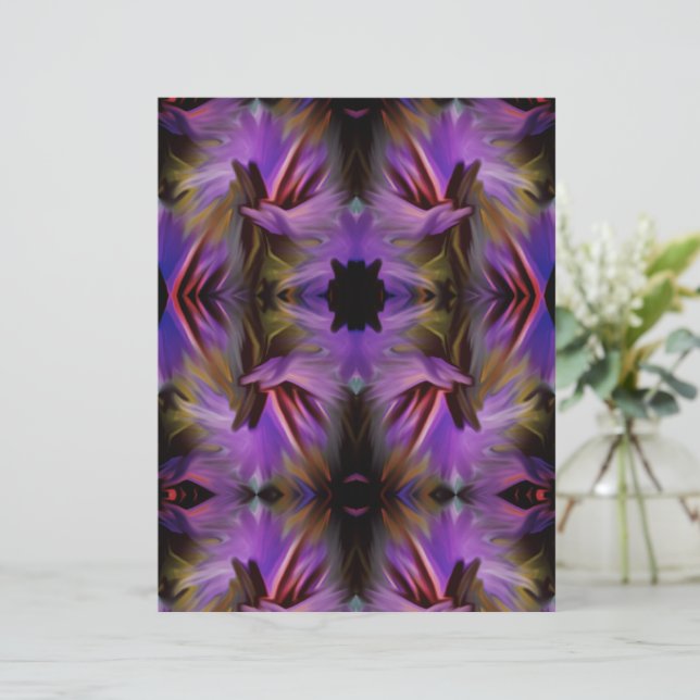 Lámina Blue Purple Brush Swirls Resumen Papel de cuaderno (Anverso de pie)