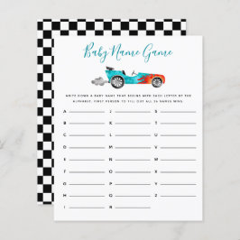 Lámina Blue Race Car Baby Name Shower Game