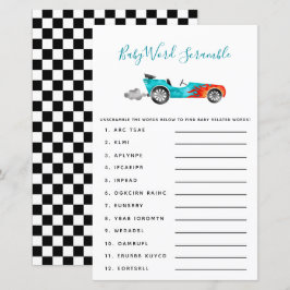 Lámina Blue Race Car Baby Word Scramble Game