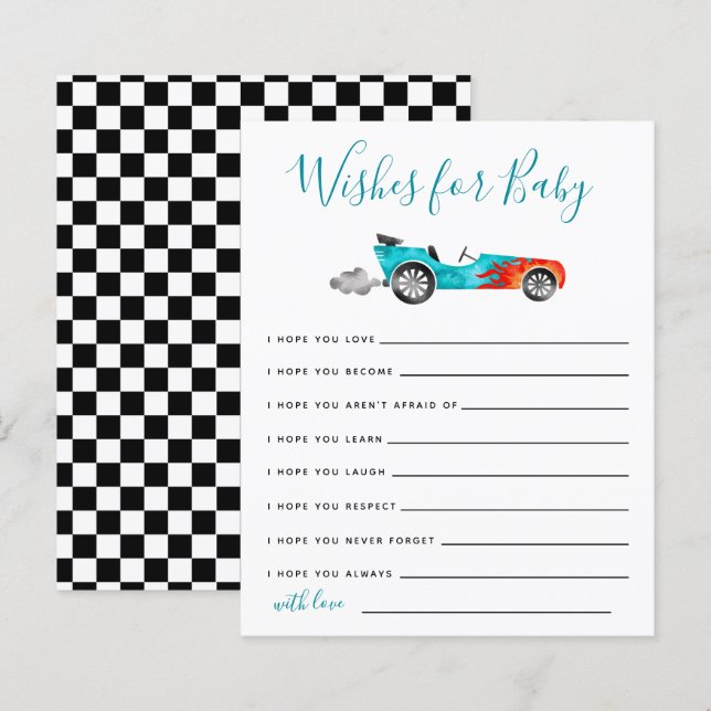 Lámina Blue Race Car Wiers for Baby Card (Anverso / Reverso)